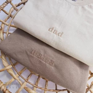 Embroidered Mama Dad Shirt, Mom Shirt, New Mom, New Dad, T-Shirt, Mommy Birthday Gift, Mother's Day Gift for Mom, Dad Gift, Woman W195 M223